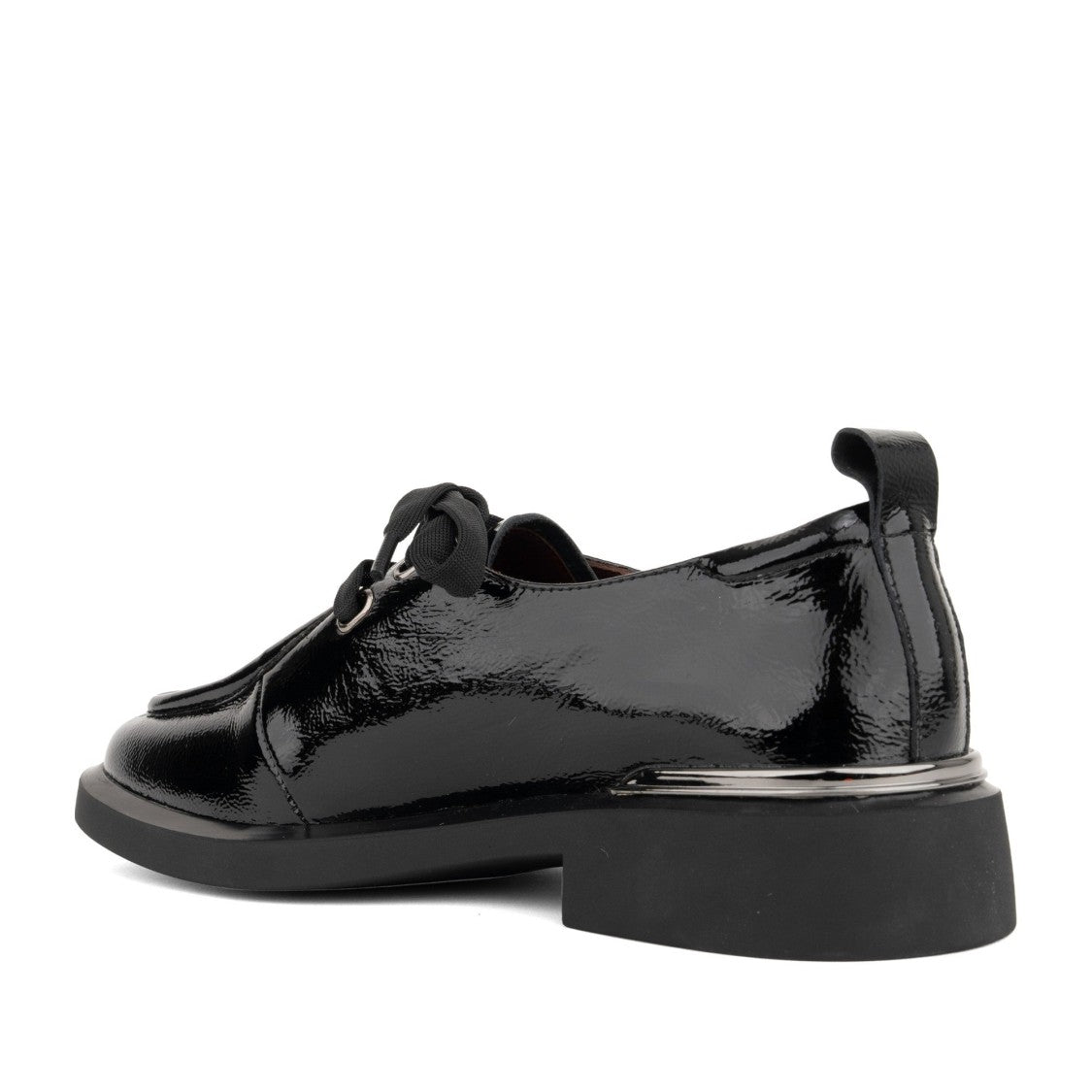 Linda Baumann Black Glossy Metallic Accent Leather Closed Flats