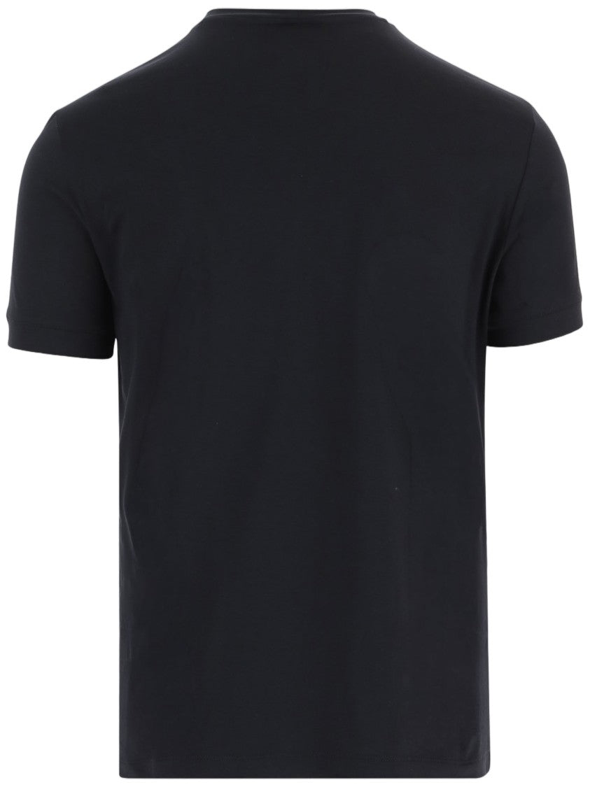 Giorgio Armani Classic Black Cotton T-Shirt With Logo Detail