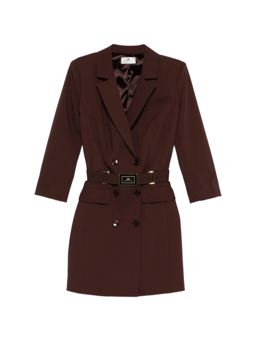Elisabetta Franchi Tailored Double-Breasted Gold-Tone Button Dress