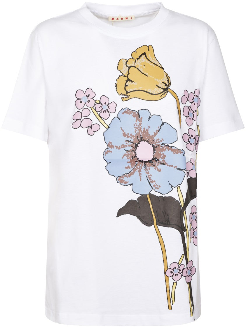 Marni Floral-Print Short-Sleeved T-Shirt With Relaxed Fit