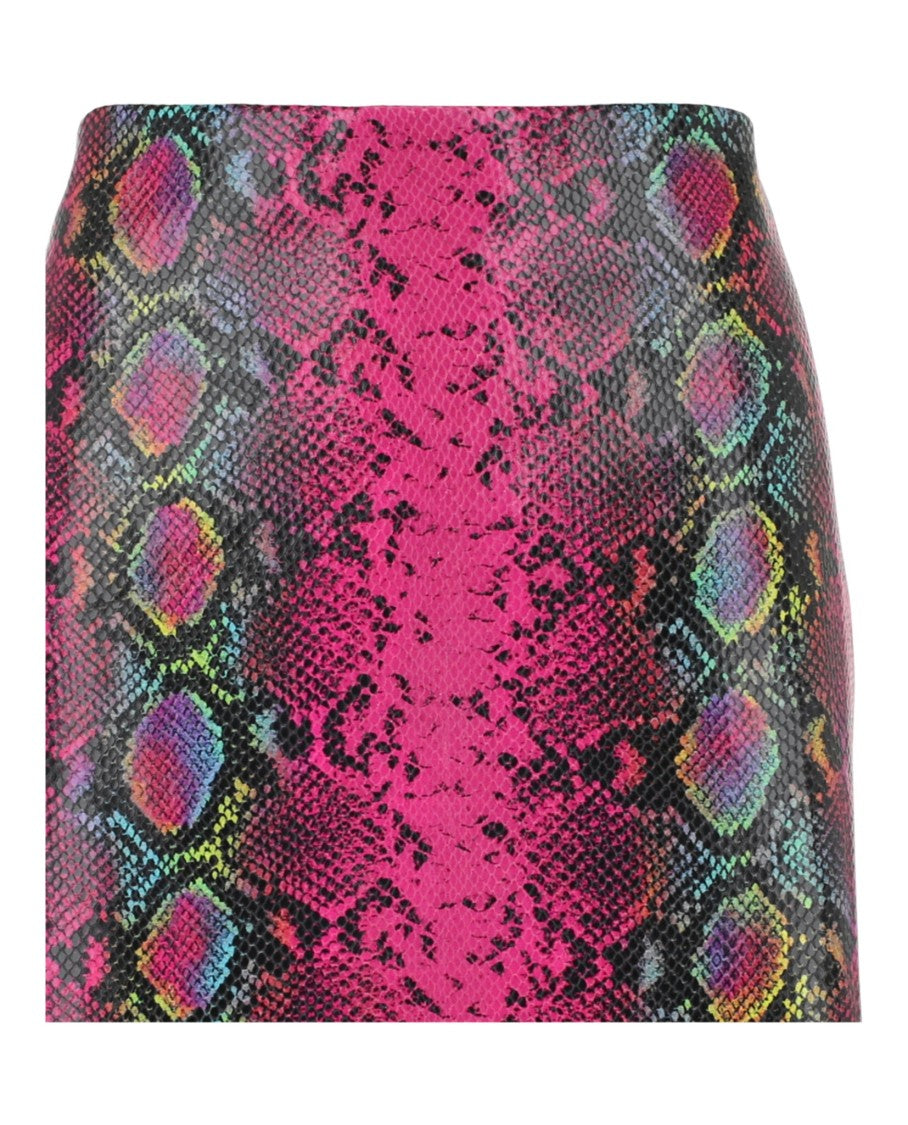 Versace Python-Print Leather Midi Skirt