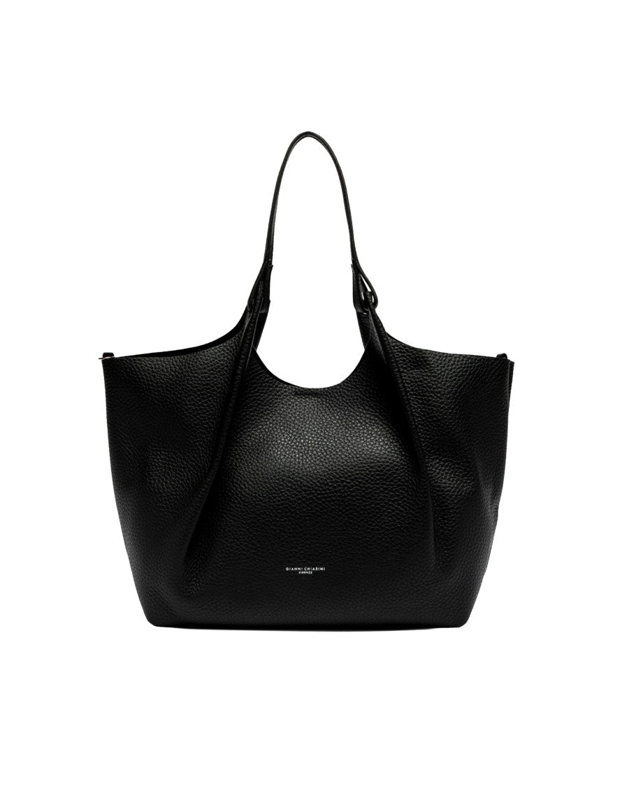 Gianni Chiarini Black Dua Textured Leather Tote Bag