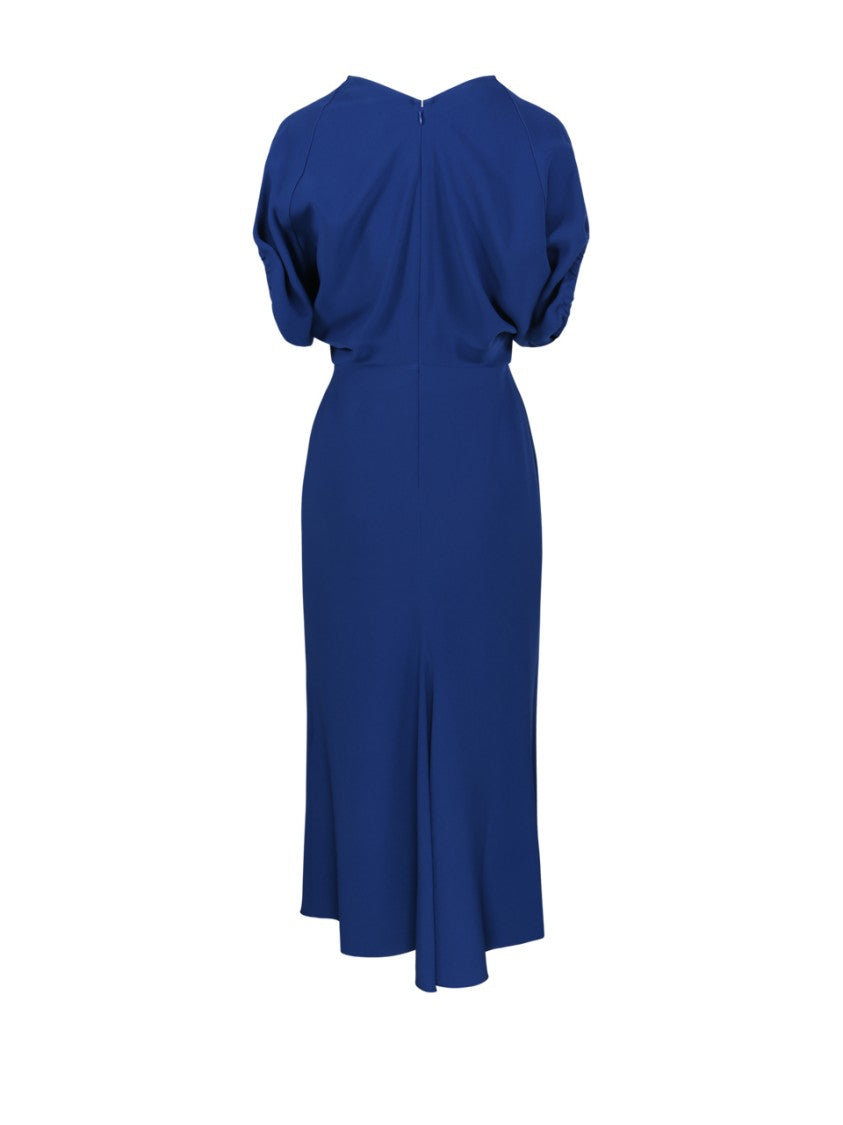 Victoria Beckham Blouson Detail Midi Dress