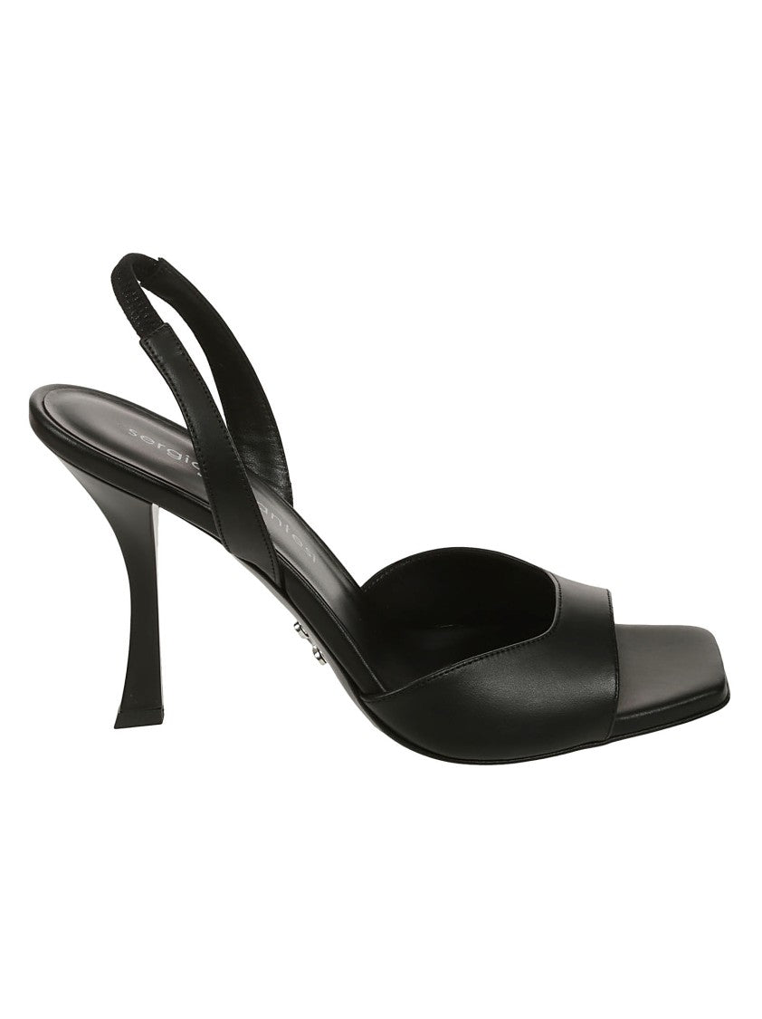 Sergio Levantesi Square Toe Leather Sandal With High Heel