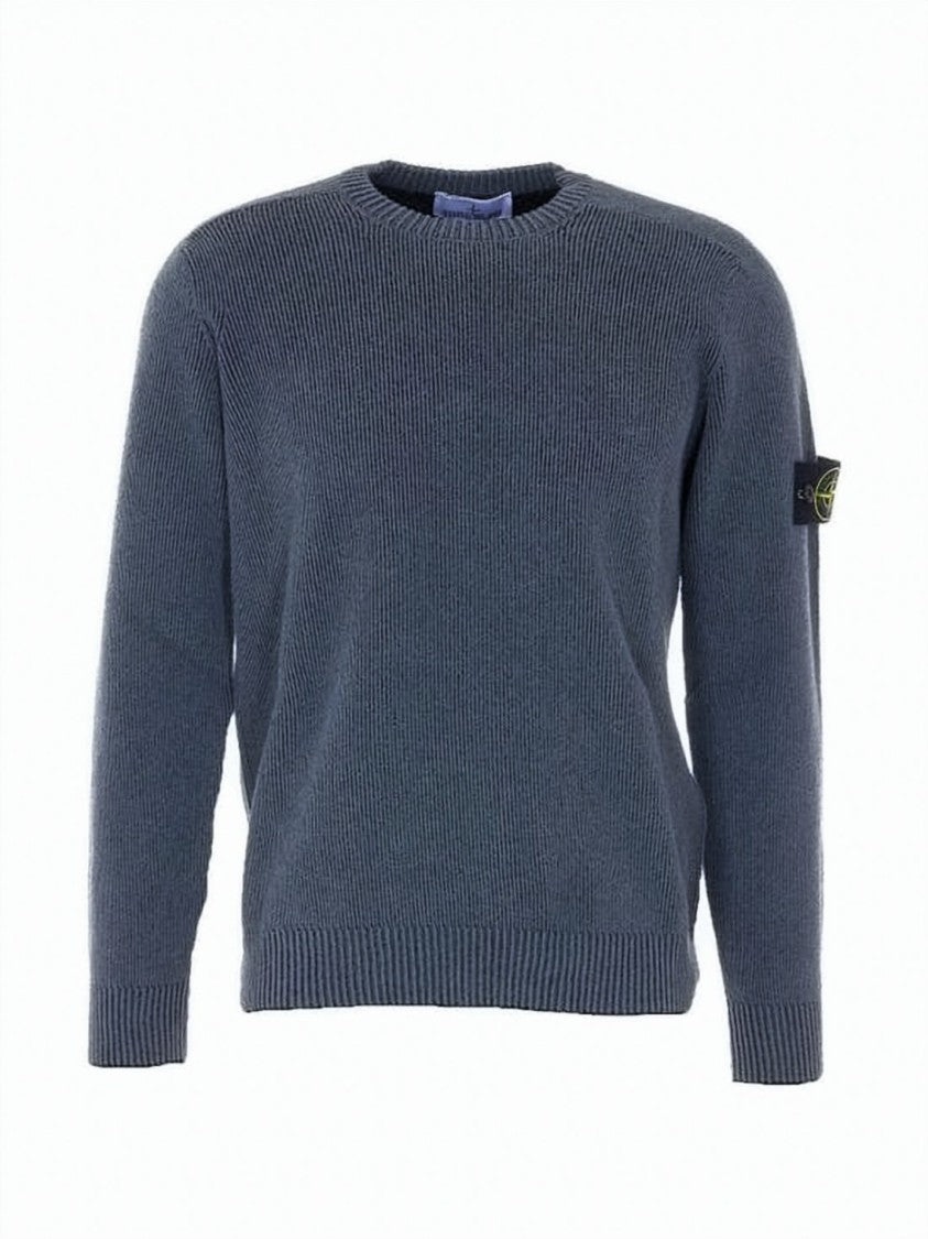 Stone Island Textured Ribbed Knit Crewneck Jumper
