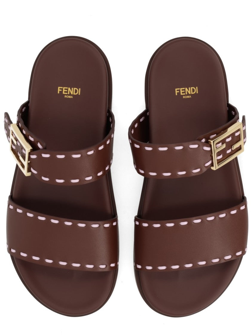 Fendi Fendi Feel Buckled Calf Leather Sandals