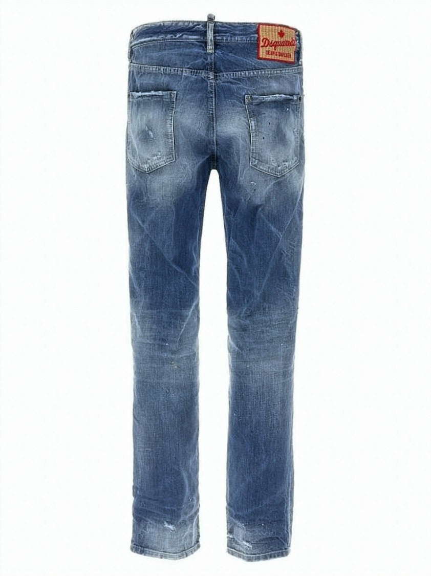 Dsquared2 Faded Blue Denim Pants With Distressed Details