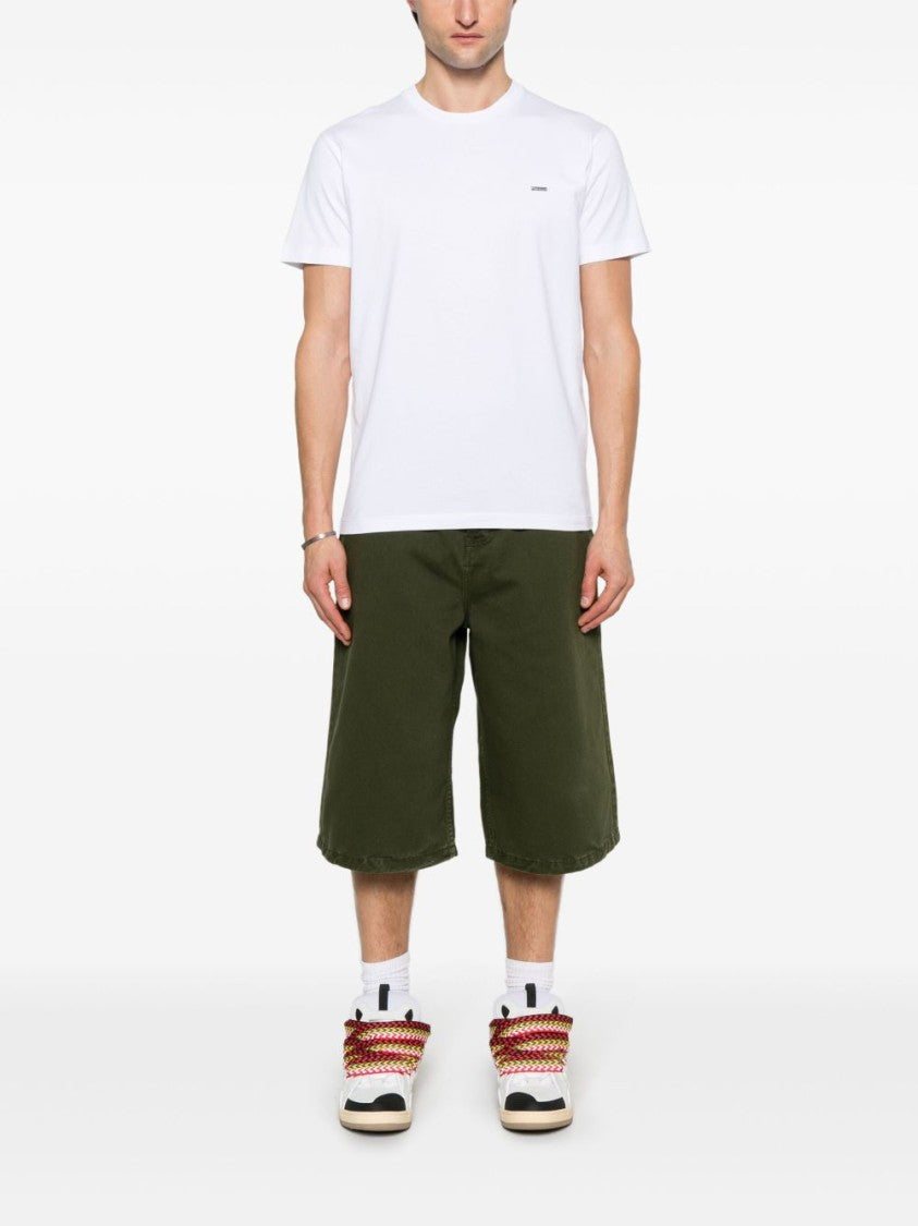 Dsquared2 Plain White Cotton T-Shirt With Subtle Metallic Detail