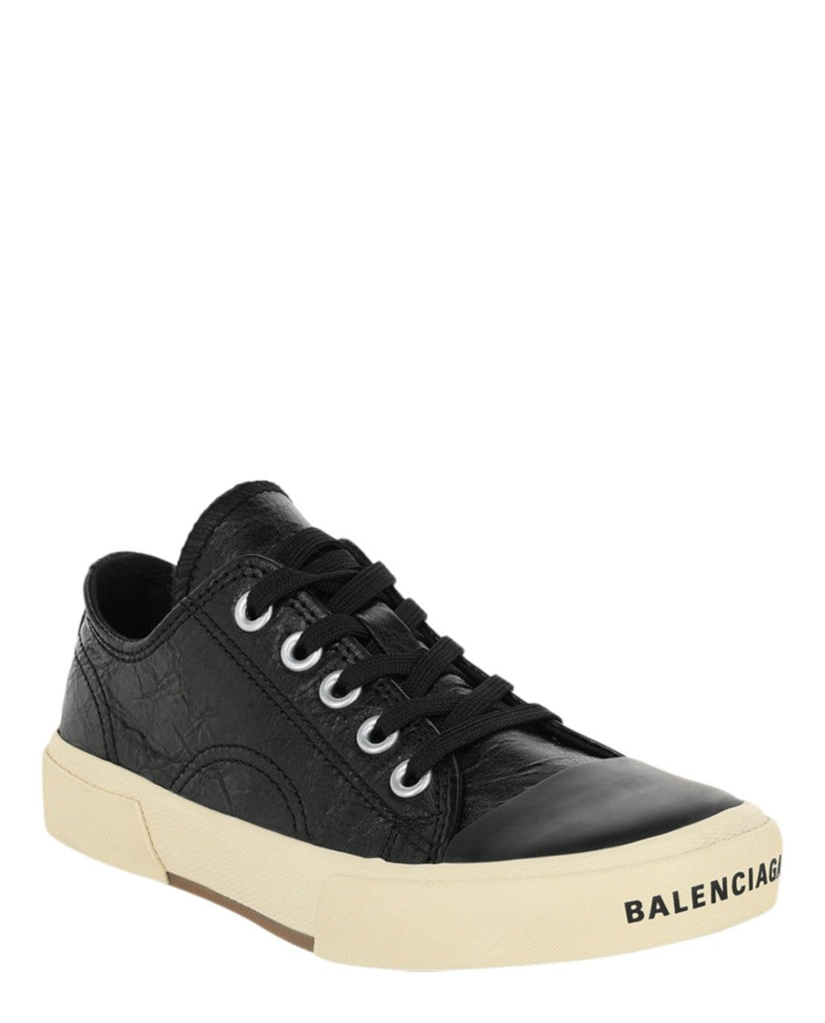 Balenciaga Pebbled Lambskin Low-Top Sneakers With Worn Sole Design