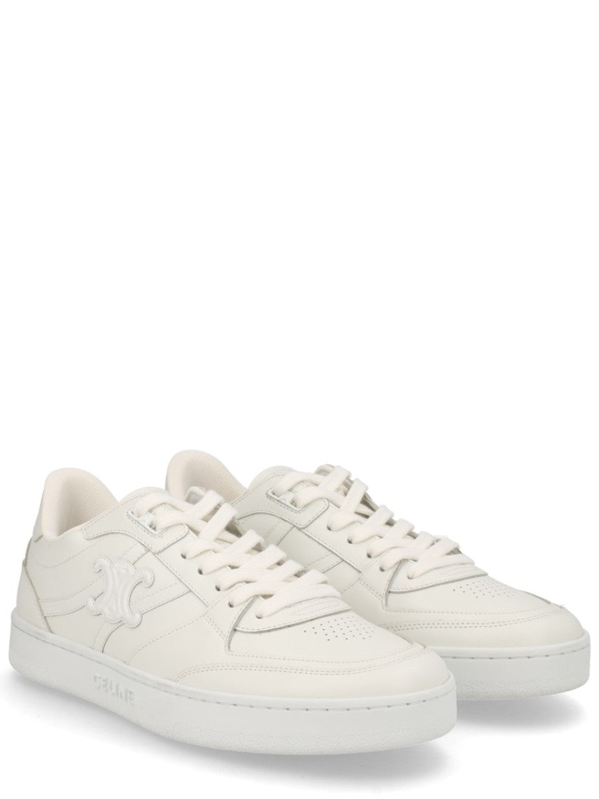 Celine White Ct-11 Calf Leather Low-Top Sneakers