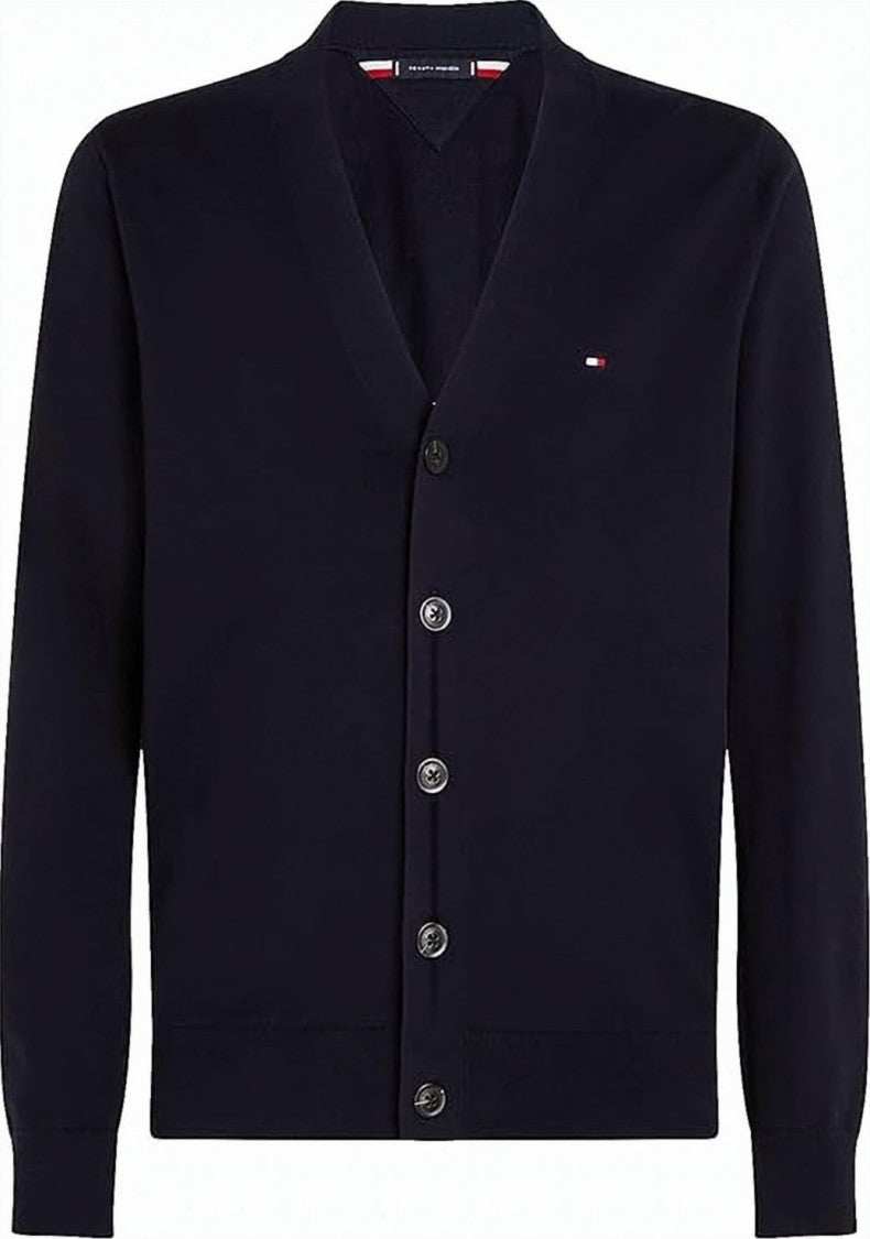 Tommy Hilfiger Classic V-Neck Cardigan With Ribbed Detailing