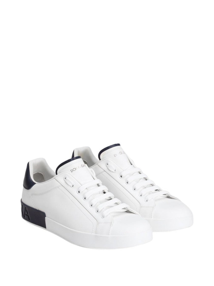 Dolce & Gabbana Midnight Blue Accent Low-Top Sneakers In Calf Leather