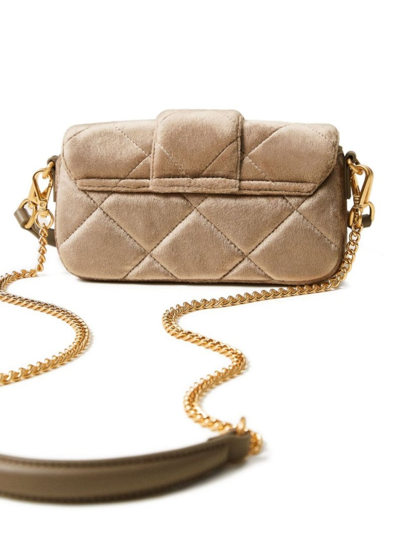 Twin-Set Quilted Bag With Gold-Tone Buckle Closure And Chain Strap