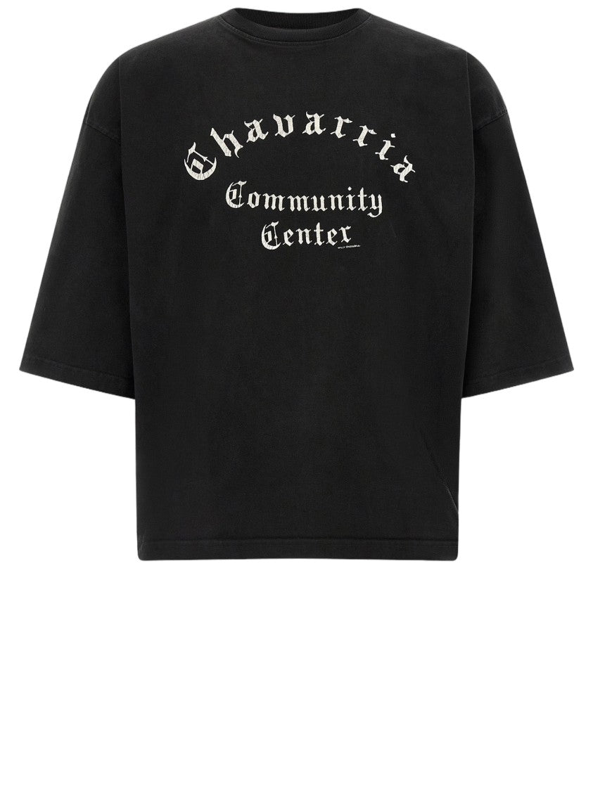 Willy Chavarria Contrasting Logo Black Cotton T-Shirt