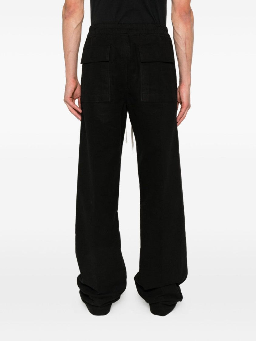 Rick Owens Relaxed Fit Black Trousers With Drawstring Waistband