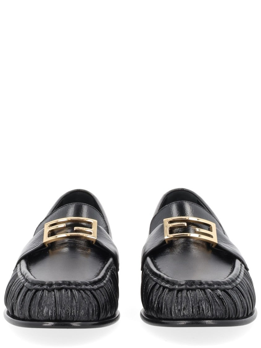 Fendi Leather Baguette Rounded Toe Loafers
