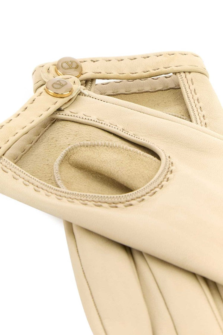 Valentino Garavani Ivory Leather Gloves