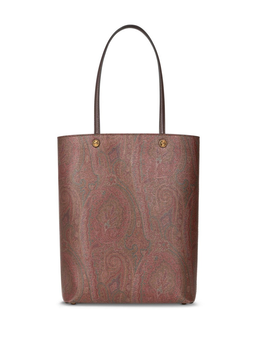 Etro Vertical Shopping Brown Paisley Pattern Tote