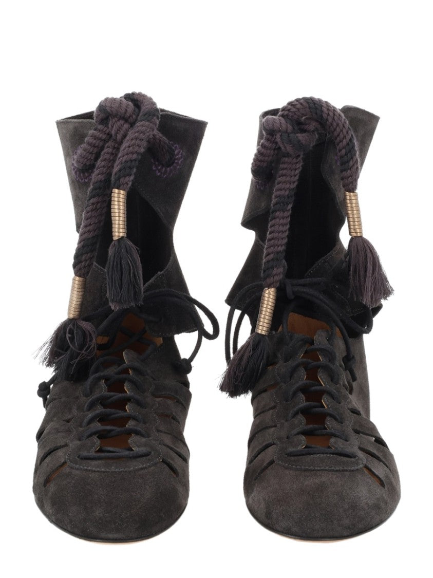 Isabel Marant Black Liade Cut-Out Tassel Boots
