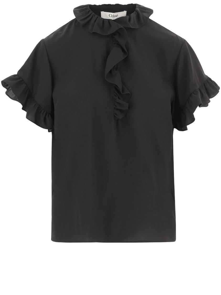 Chloé Ruffled Silk Crêpe De Chine Top