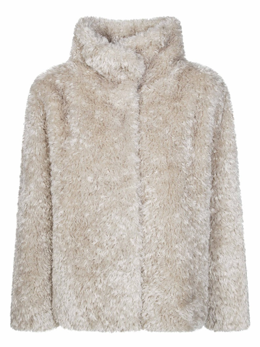 Herno Faux Fur High-Collar Short Coat