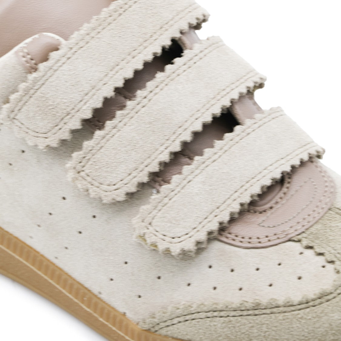 Isabel Marant Beige Suede Scalloped Edge Sneakers