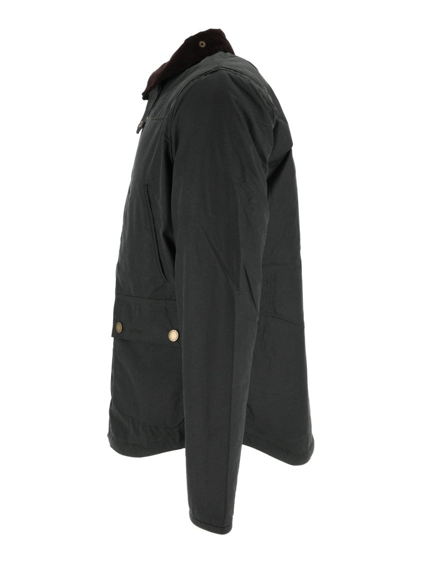 Barbour Structured Waxed Cotton Jacket With Corduroy Collar