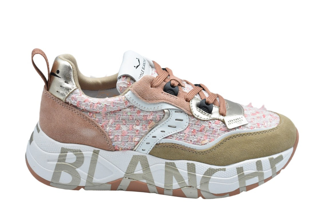 Voile Blanche Rose Technical Fabric Suede Double-Height Sneakers