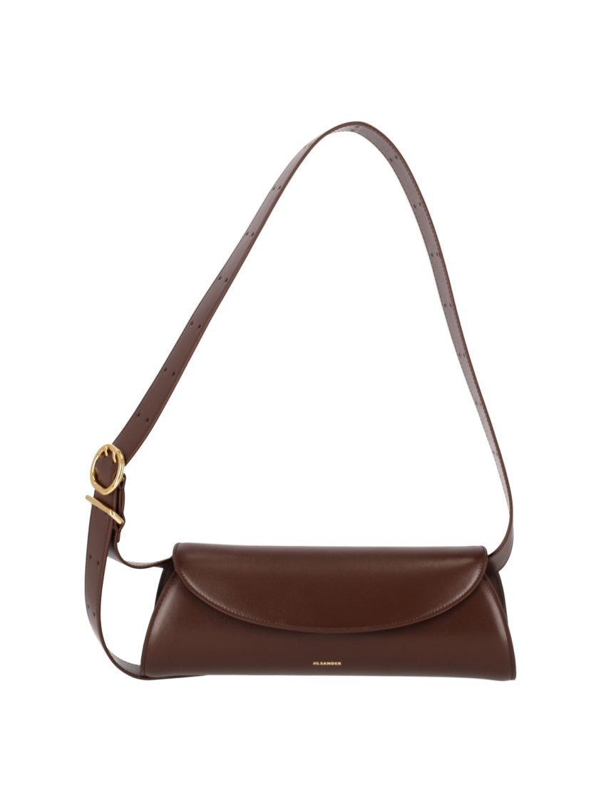Jil Sander Brown Cannolo Small Calfskin Shoulder Bag