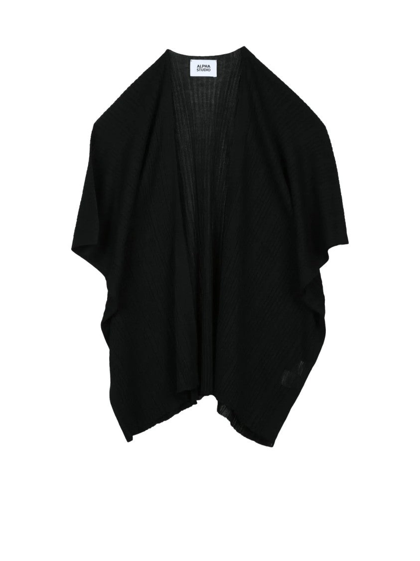 Alpha Studio Black Viscose Polyester Open Cardigan