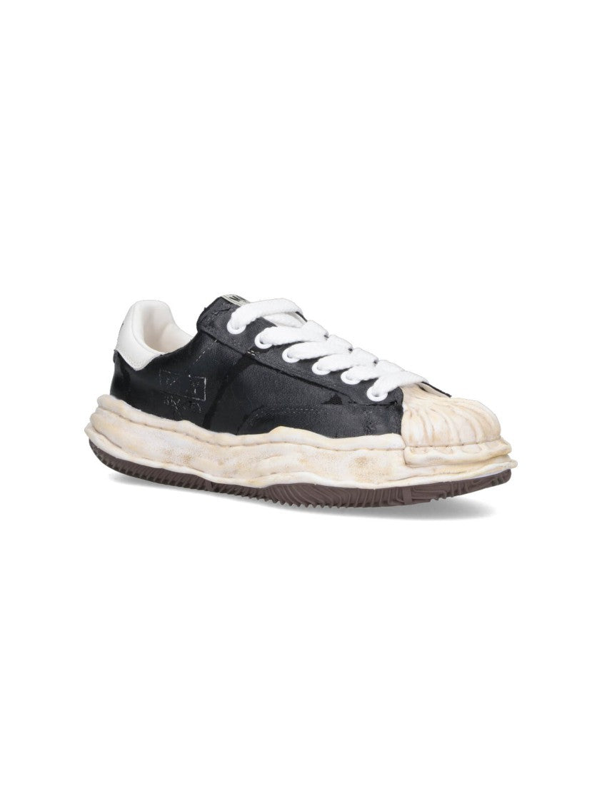 Maison Mihara Yasuhiro Artistic Black Leather Sneakers With Distressed Sole