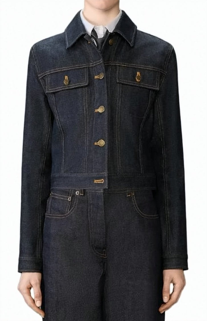 Thom Browne Cropped Denim Jacket With Structured Silhouette