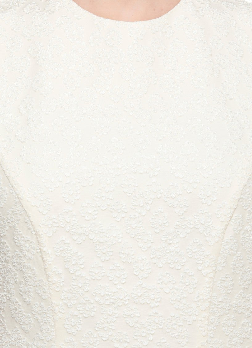 Rotate Ivory Jacquard Mini Dress With A-Line Silhouette