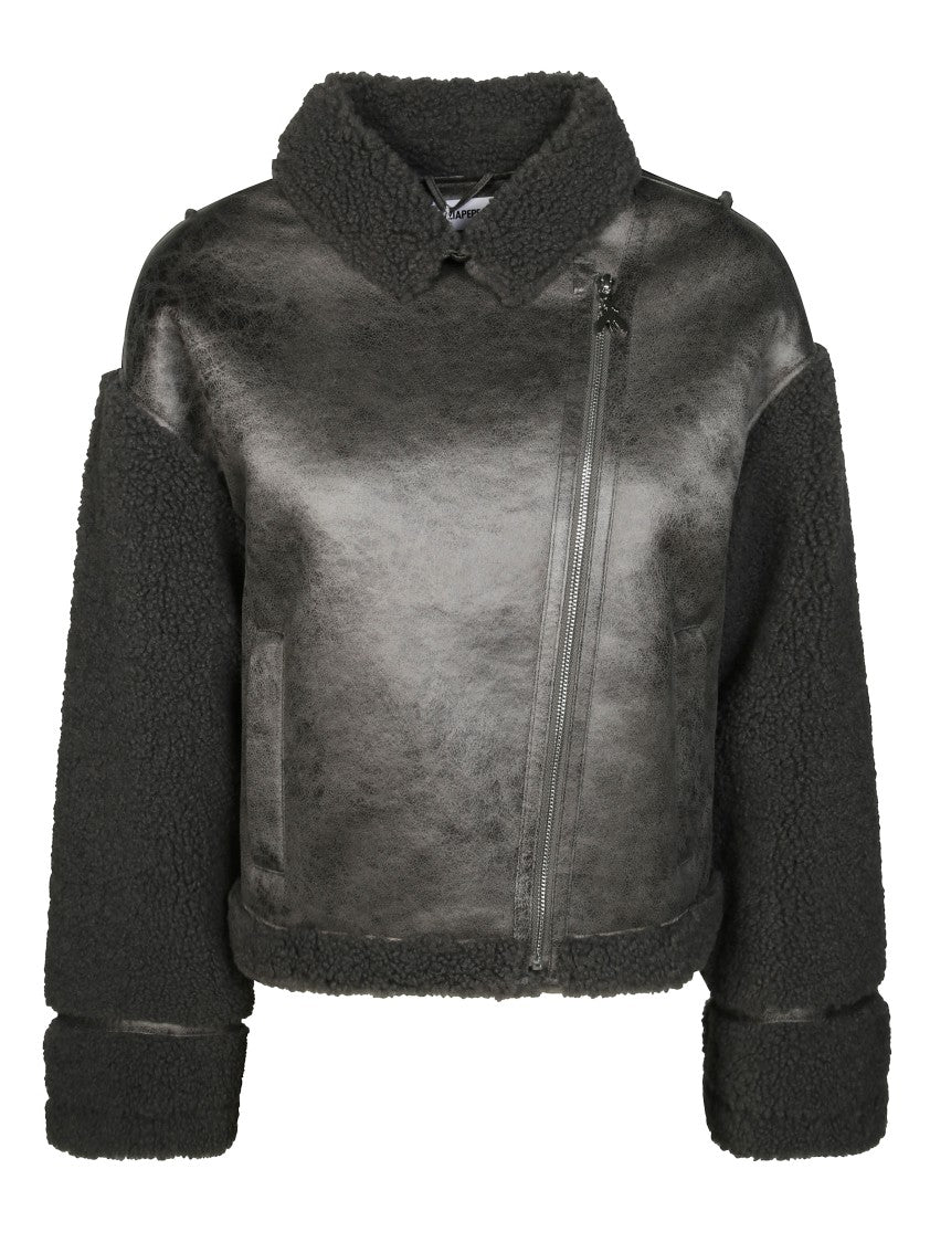 Patrizia Pepe Eco-Shearling Coat With Teddy Sleeves