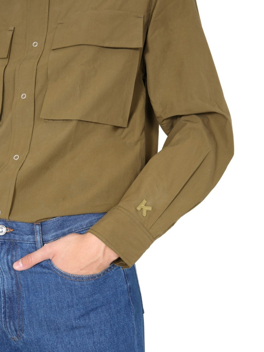 Kenzo Cropped Brown Oversize Shirt