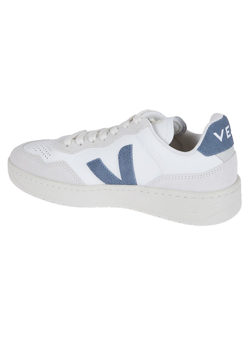 Veja Perforated White Leather Low-Top Sneakers With Suede Inserts
