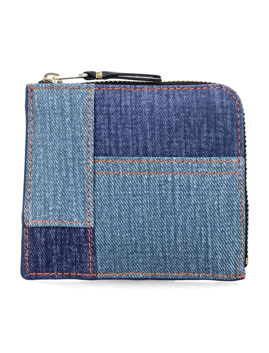 Comme Des Garçons Denim Effect Patchwork Leather Wallet