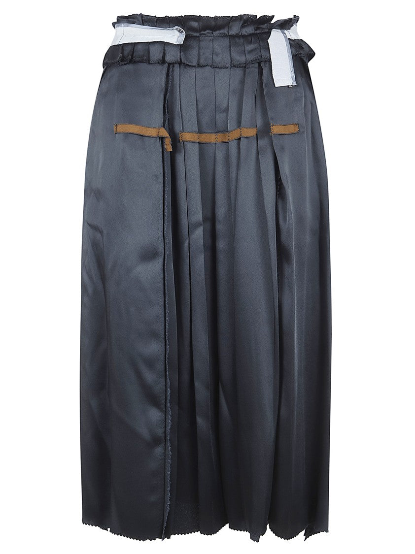 Maison Margiela Pleated Skirt With Raw-Cut Hem