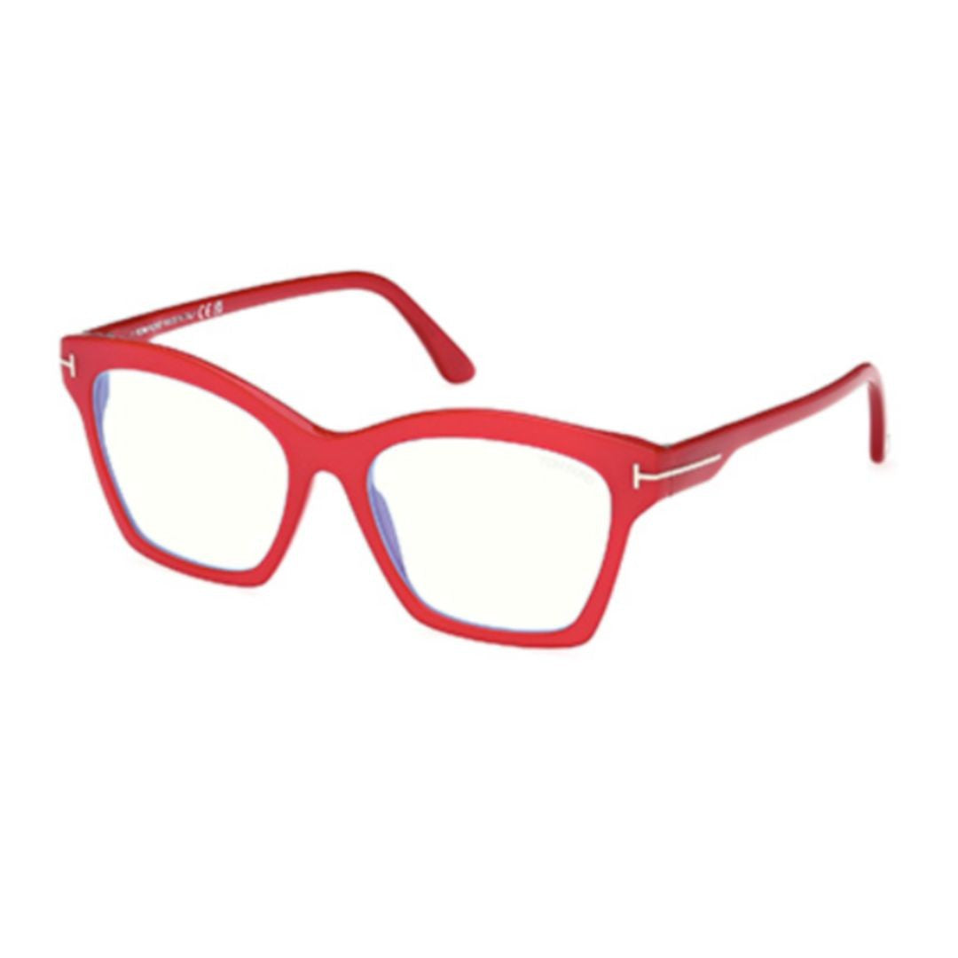 Tom Ford Square Red Acetate Sunglasses With Metallic Accents