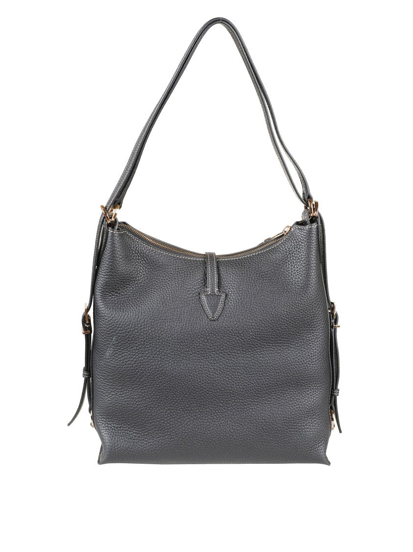 Tod's Textured Black Shoulder Bag With Gold-Tone Accents