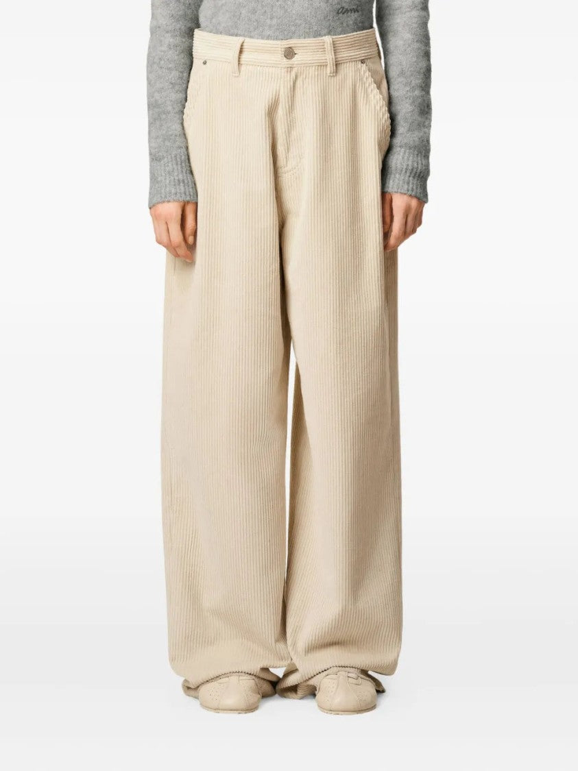 Ami Cotton Wide-Leg Trousers