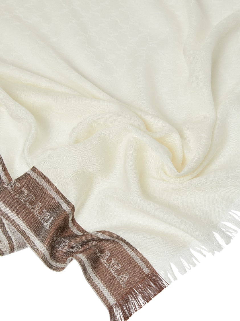 Max Mara Bicolor Scarf With Contrasting Border And Fringed Edges