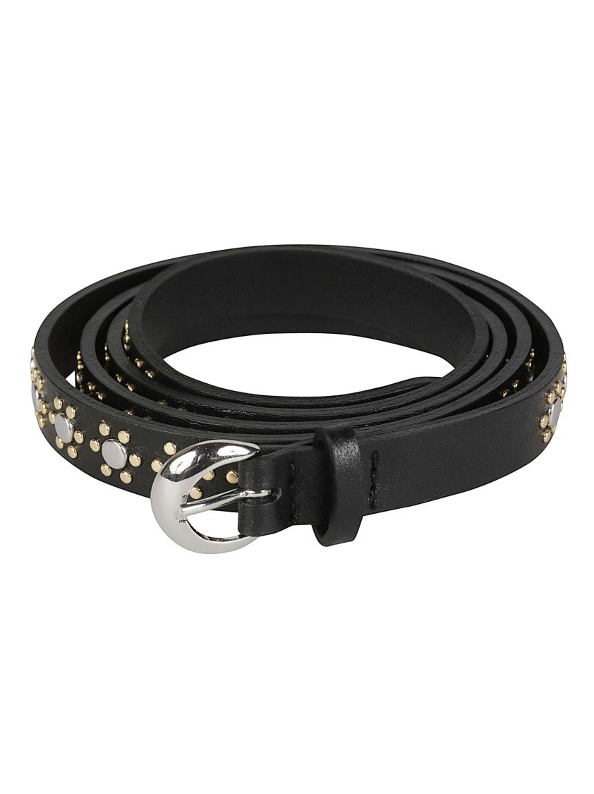 Orciani Slim Black Calfskin Floral Belt