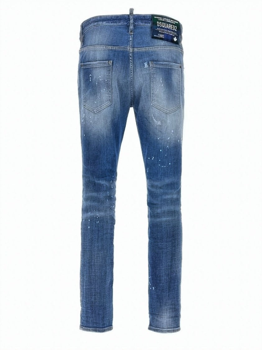 Dsquared2 Slim Fit Distressed Denim Pants With Five-Pocket Design