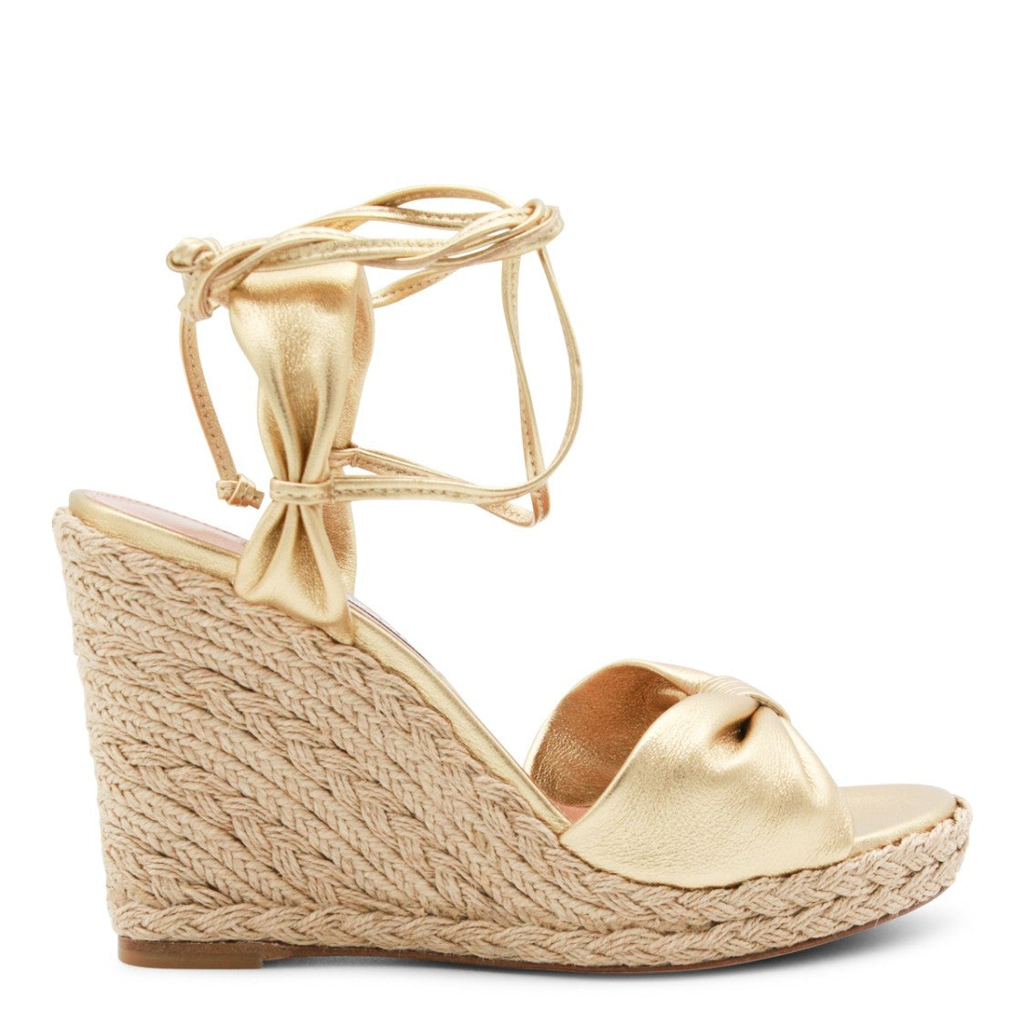 Aquazzura Gold Jute Wedge Sandals