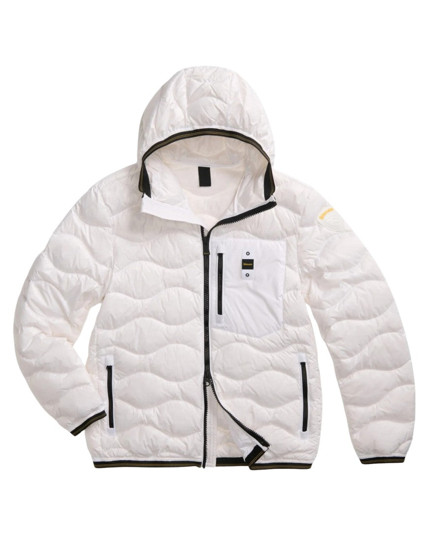 Blauer White Wave Quilted Hooded Polyamide Down Jacket