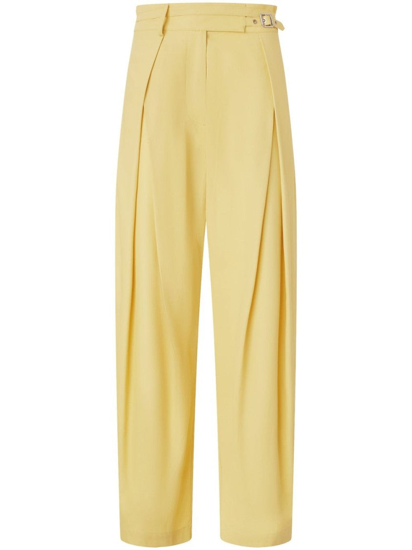 Pinko Belted Butter Yellow Trouser With Layered Details