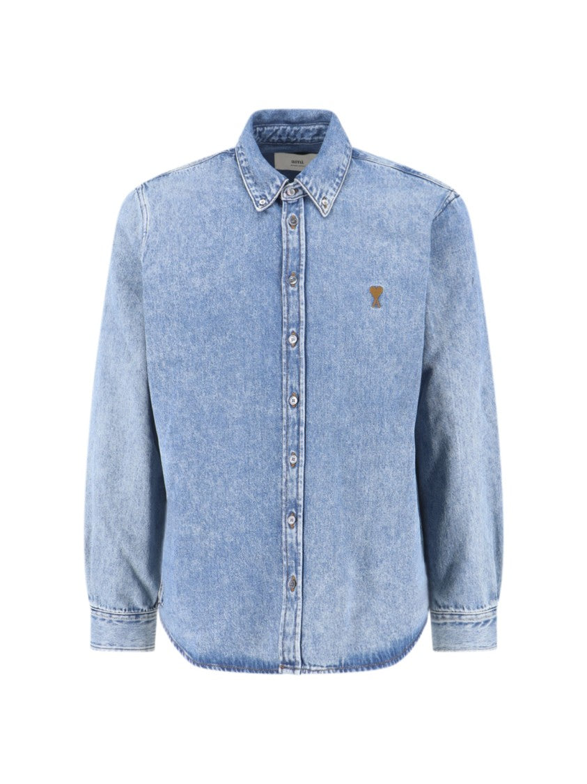 Ami Denim Logo Shirt – Light Blue