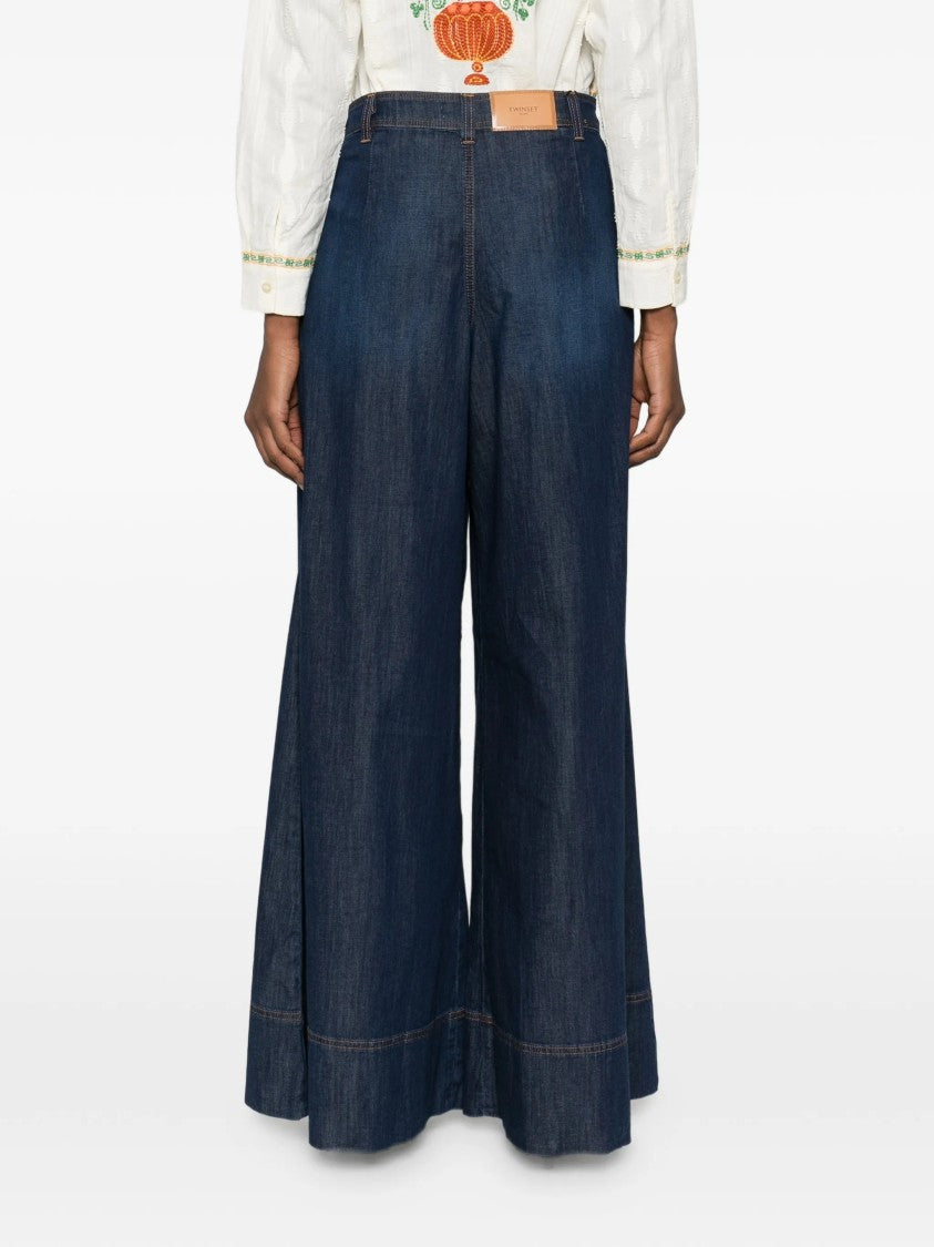 Twin-Set Dark Pantalone Wide-Leg Denim Jeans