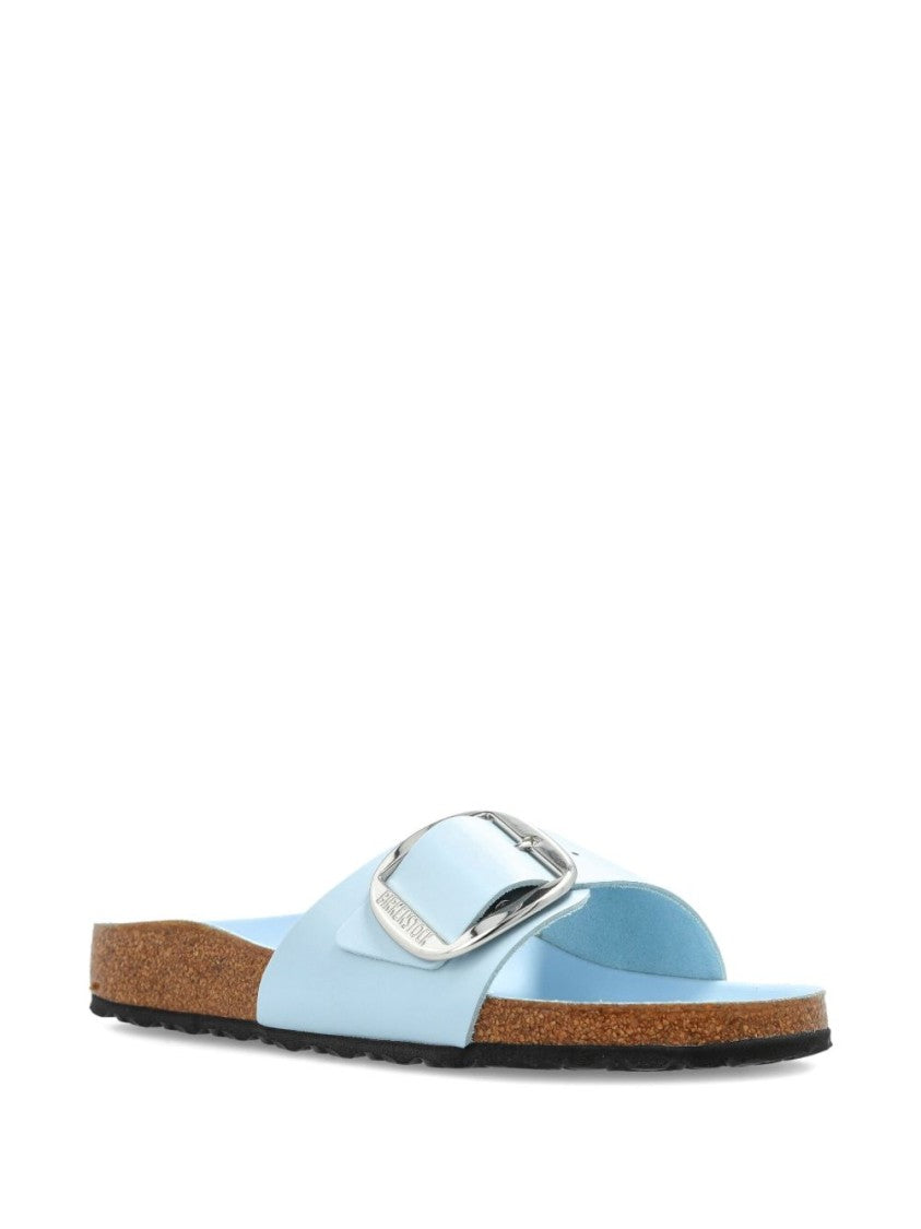 Birkenstock Pastel Blue Leather Sandals With Metallic Buckle